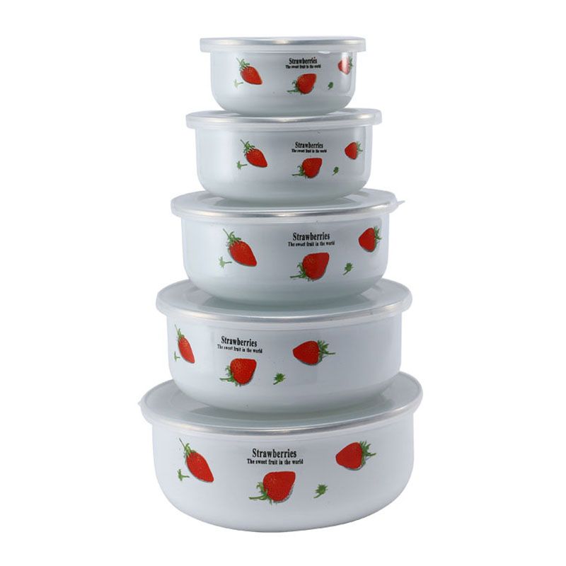 Baby Food With Iron - 5-piece Set of Thickened Enamel Bowls