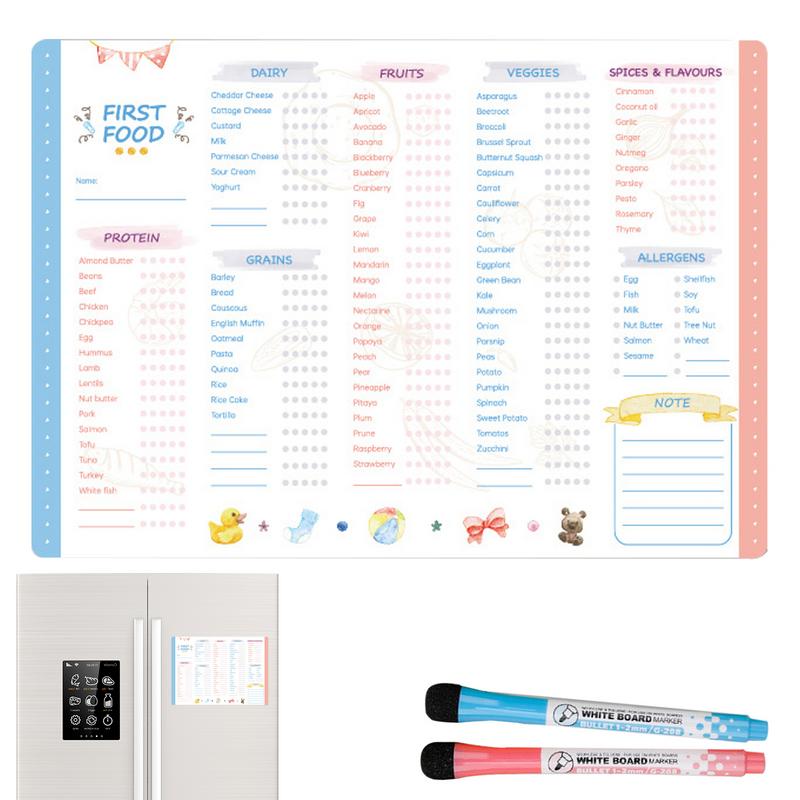 Baby Food Checklist - Reusable First Foods Tracker Checklist Fidget