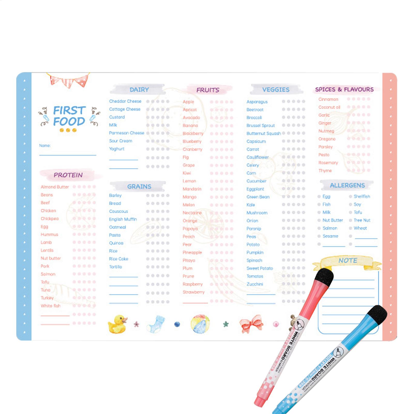Baby Food Checklist - First Foods Chart Magnetic Baby First