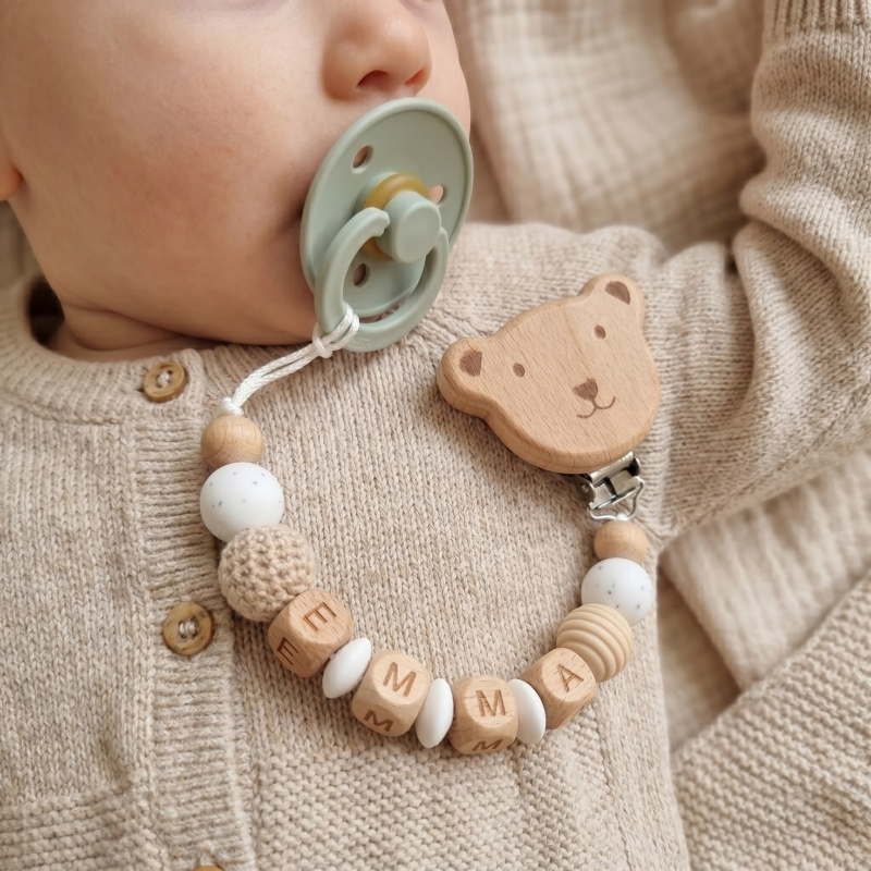 Baby Food Name - Personalized Pacifier Clip Custom Name Silicone