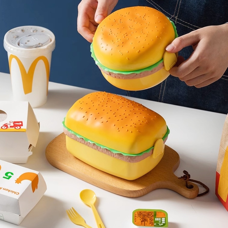 Baby Food Container - Hamburger Lunch Box Double Tier Cute